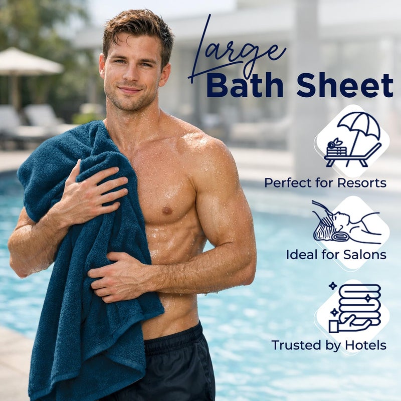 DAN RIVER 2 Pack Luxury Bath Sheets 35x70, 600 GSM, Soft & Quick Dry 100% Ring Spun Cotton Towels Ideal for Hotels, Spas, Gyms & Salons Extra Large, Opal Blue - Image 5